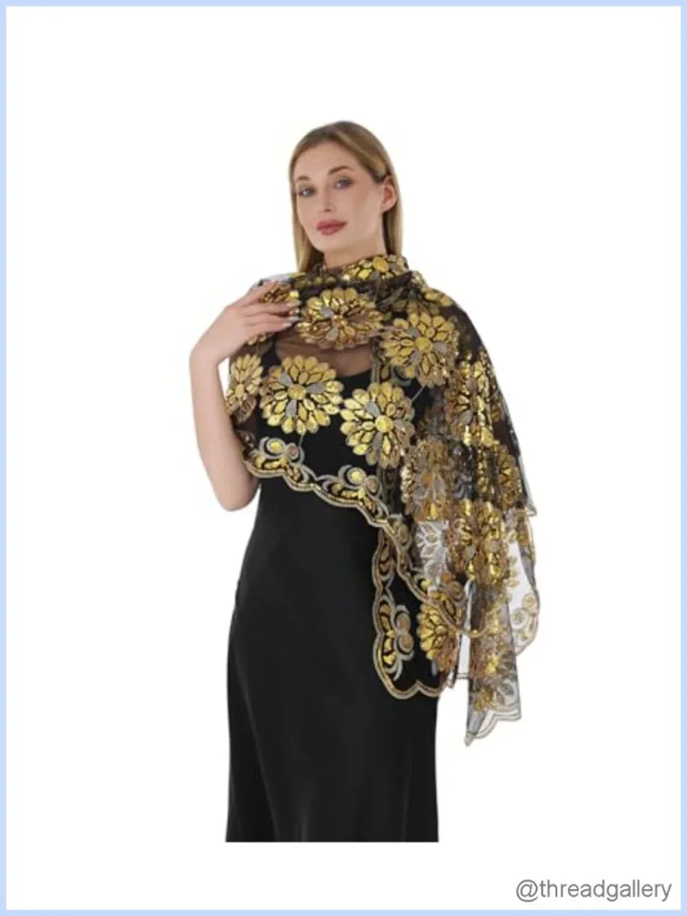 Chiffon Sequin Lace Evening Wrap Shawl for Dresses Wedding Formal